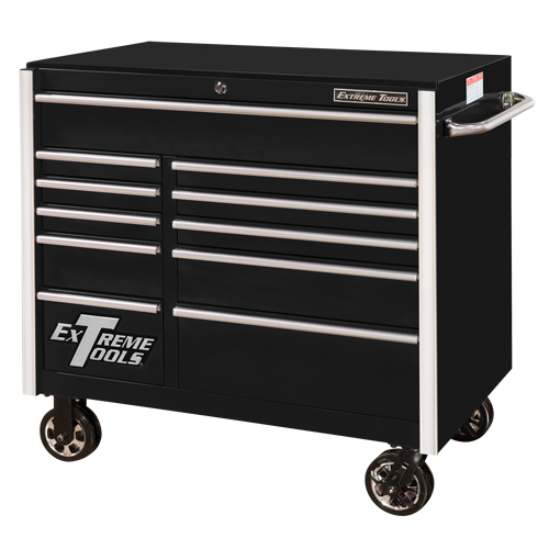 RX Series Rolling Tool Cabinet, 11 Drawers, 41-1/2" W x 25-1/2" D x 40-1/2" H, Black Dufferin Supply