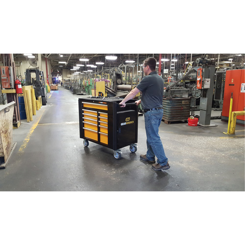 Chariot &agrave; outils &eacute;lectrique, 11 tiroirs, 42-1/2" la x 24-7/16" p x 41" h, Noir/Orange Dufferin Supply