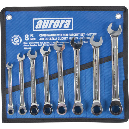 Fixed Head Wrench Set, Combination, 8 Pieces, Metric Dufferin Supply