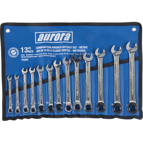 Jeu de cl&eacute;s &agrave; cliquet &agrave; t&ecirc;te fixe, Combinaison, 13 morceaux, M&eacute;trique Dufferin Supply