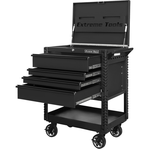 EX Deluxe Series Tool Cart, 4 Drawers, 22-7/8" L x 33" W x 44-1/4" H, Black Dufferin Supply