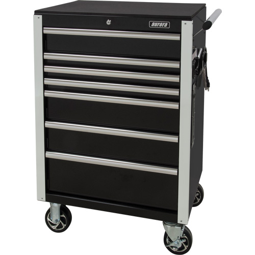 Heavy-Duty Tool Cart, 7 Drawers, 28" W x 22" D x 42-3/8" H, Black Dufferin Supply
