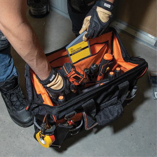 Tradesman Pro Wide-Open Tool Bag, Ballistic Nylon, 42 Pockets, Black Dufferin Supply