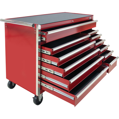 Industrial Tool Cart, 12 Drawers, 56" W x 24-1/2" D x 38-1/8" H, Red Dufferin Supply