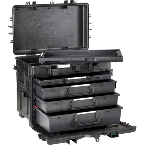 Military Mobile Tool Chest With Drawers, 4 Drawers, 22-4/5" W x 15" D x 18" H, Black Dufferin Supply
