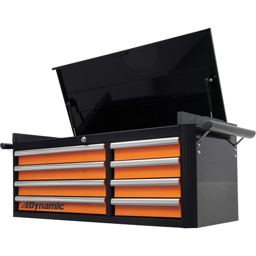 Coffre sup&eacute;rieur, 42" la, 8 tiroirs, Noir/Orange Dufferin Supply