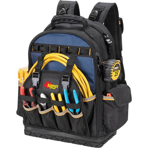 Molded Base Tool Backpack, 18" L x 13" W, Black/Blue, Ballistic/Polyester Dufferin Supply