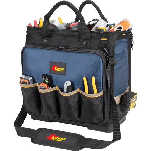 Molded Base Multi-Compartment Technician's Tool Bag, Ballistic Polyester, 54 Pockets, Black/Blue Dufferin Supply