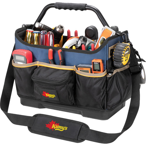 Molded Base Open-Top Tool Box, Ballistic Polyester, 17 Pockets, Black/Blue Dufferin Supply