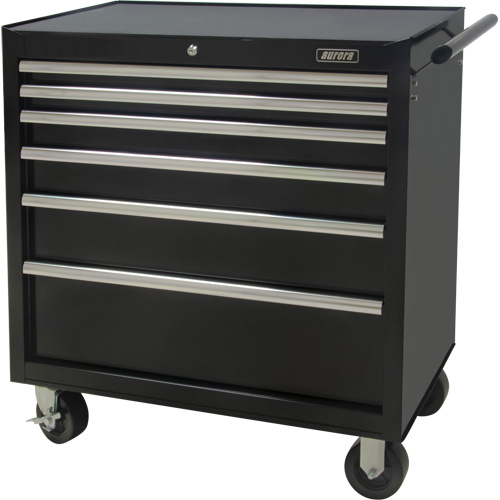 Industrial Tool Cart, 6 Drawers, 39" W x 20-4/5" D x 38-1/2" H, Black Dufferin Supply