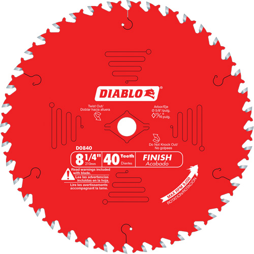 Lames de scie pour entrepreneur - Lames de scie finition, 8-1/4", 40 dents, Pour Bois Dufferin Supply