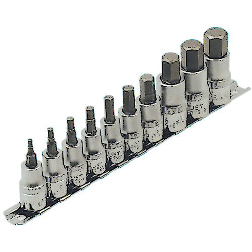 HSW3812-10 SAE Bit Socket Set, Hex, 1/2"/3/8" Drive, 10 Pcs Dufferin Supply