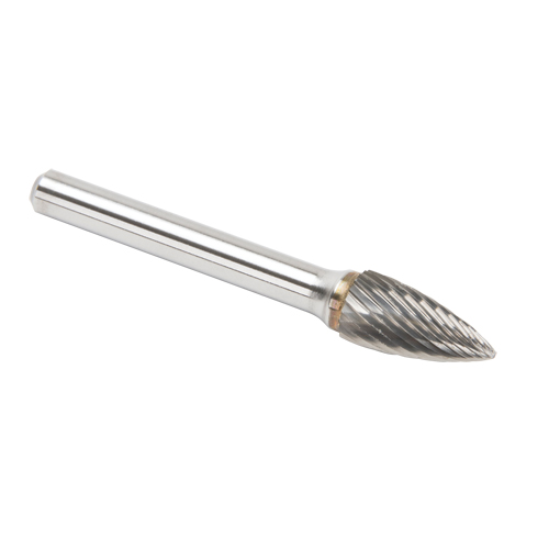Solid Carbide Burrs - Tree Shape Pointed End, SG-3, 9.53 mm Dia., 1/4" Shank Dufferin Supply