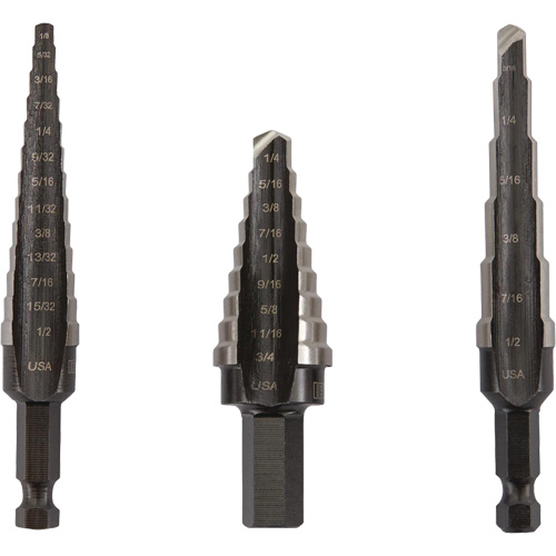 Unibit&reg; Step Drill Set, 3 Pieces, High Speed Steel Dufferin Supply