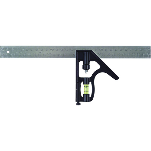 English/Metric Combination Square, 12" L, 1/16" Graduations, Steel, Chrome Plated Dufferin Supply