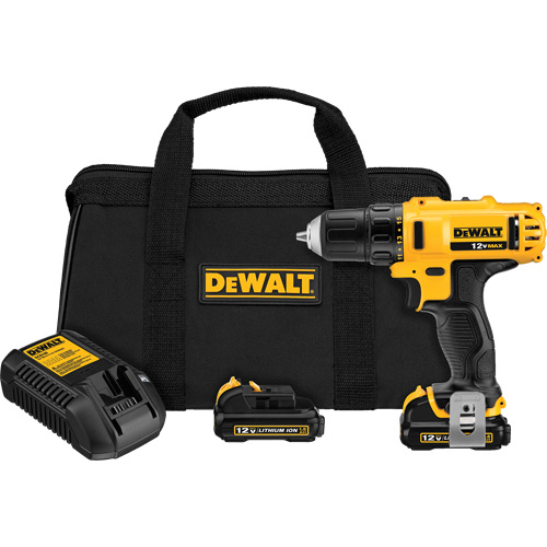 Max Drill Driver Kit, Lithium-Ion, 12 V, 3/8" Chuck, 189 UWO Torque Dufferin Supply