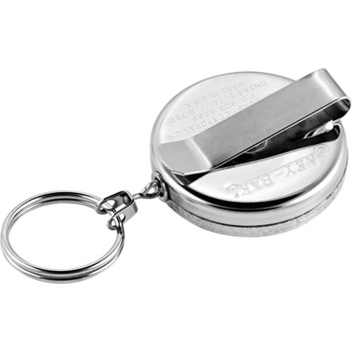 The Original Key Reel, Chrome, 24" Cable, Belt Clip Attachment Dufferin Supply