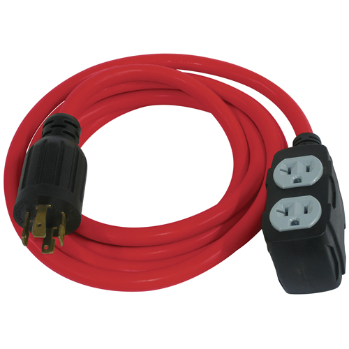 Rallonge pour g&eacute;n&eacute;ratrice, SJTW, AWG 12/3, 30 A, 4 prise(s), 10' Dufferin Supply
