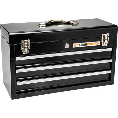 Portable Tool Box, 20" W, 3 Drawers, Black Dufferin Supply
