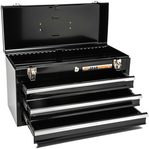Portable Tool Box, 20" W, 3 Drawers, Black Dufferin Supply