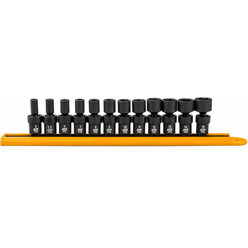 12-Piece 1/4" Drive 6 Point Universal impact Metric Flex Socket Set Dufferin Supply