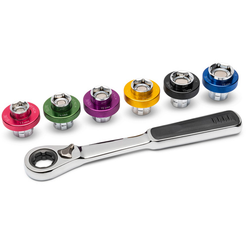 Jeu de douilles m&eacute;triques magn&eacute;tiques &agrave; 6 pans pour bouchon de vidange d'huile, 7 Morceaux, Prise de 3/8" Dufferin Supply