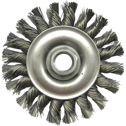 Wire Wheel Brushes, 4" Dia., 0.02" Fill, 5/8"-11 Arbor, Steel Dufferin Supply