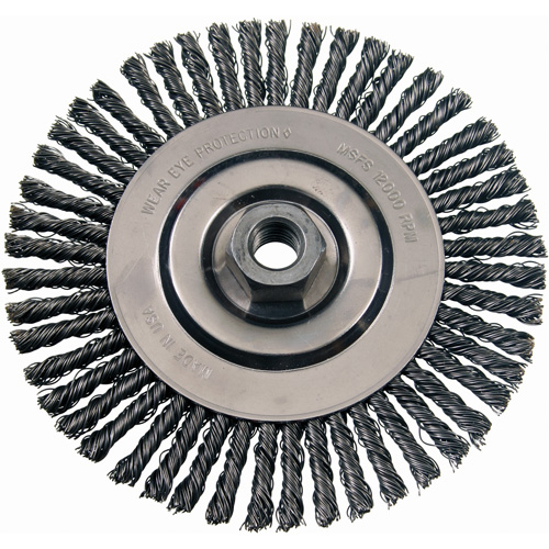 Brosses m&eacute;talliques &agrave; touret, Dia. 4-7/8", Fils 0,02", Arbre 5/8"-11, Acier inoxydable Dufferin Supply
