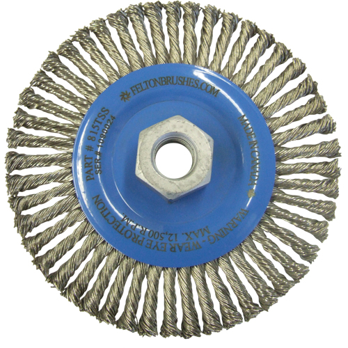 Brosses m&eacute;talliques &agrave; touret, Dia. 5-7/8", Fils 0,02", Arbre 5/8"-11, Acier inoxydable Dufferin Supply