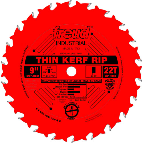 Lames de scie industrielle TCS - refente/coupe en travers &agrave; voie &eacute;troite, 9", 22 dents, Pour Bois Dufferin Supply