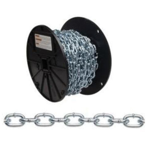 Straight Link Machine Chain, Low Carbon Steel, #4 x 100' (30.4 m) L, 215 lbs. (0.1075 tons) Load Capacity Dufferin Supply