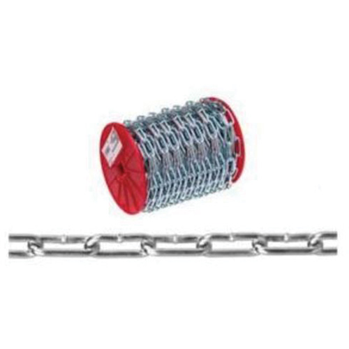 Straight Link Coil Chain, Low Carbon Steel, #4 x 100' (30.4 m) L, 205 lbs. (0.1025 tons) Load Capacity Dufferin Supply