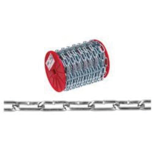 Straight Link Coil Chain, Low Carbon Steel, 2/0 x 120' (36.6 m) L, 520 lbs. (0.26 tons) Load Capacity Dufferin Supply