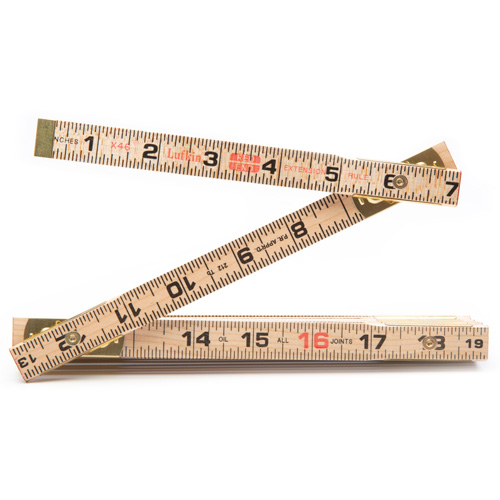 Red End&reg; Rule with Two 6" Slide Rule Extensions, 6' L, Wood, 1/16" Graduations Dufferin Supply