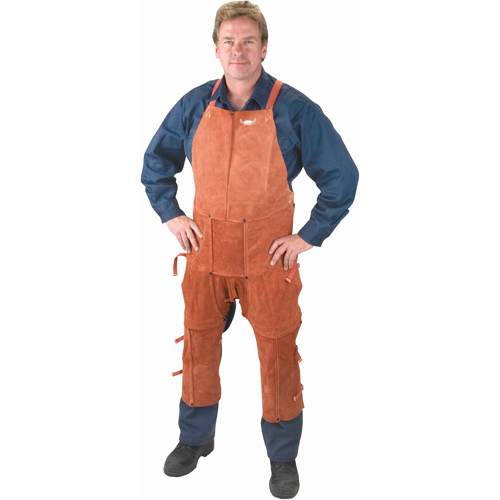 Leather Apron & Chaps, Split-Leg Bib, 42" L, Lava Brown Dufferin Supply