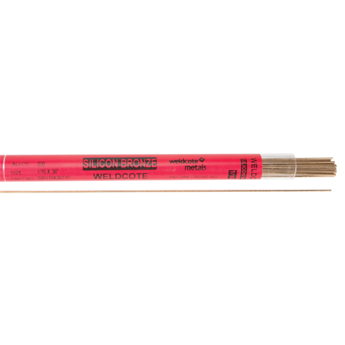 36" Cut Length TIG Rods, 1/16", Silicone Bronze Dufferin Supply