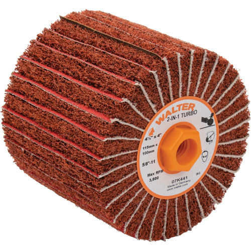 Tambours turbo Two-In-One, 4-1/2" dia. x 4" la, 5/8"-11 Arbre, Grain 60 Dufferin Supply