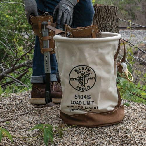 Leather-Bottom Bucket, 17" H, Canvas, White Dufferin Supply