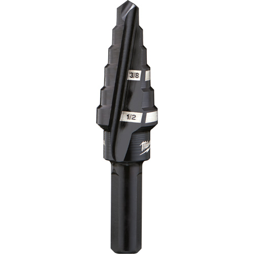 #6 Step Drill Bit, 3/8" - 1/2" , 1/16" Increments, High Speed Steel Dufferin Supply
