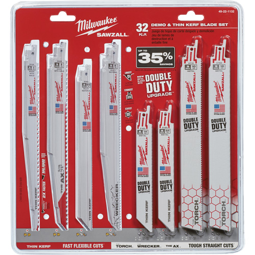 Jeu de lames de d&eacute;molition et &agrave; trait de scie &eacute;troit Sawzall Dufferin Supply