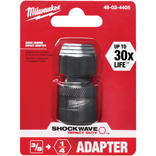 Shockwave Impact Driver Square to Hex Socket Adapter, Impact, 1/4" Drive, 3/8" Socket, 1.875" L Dufferin Supply