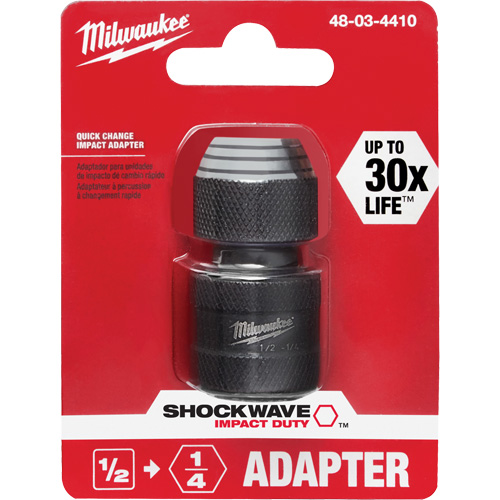 Shockwave Impact Driver Square to Hex Socket Adapter, Impact, 1/4" Drive, 1/2" Socket, 1.875" L Dufferin Supply