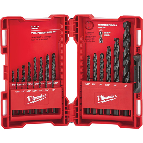 Thunderbolt&reg; Jobber Drill Bit Set, 21 Pieces, Alloy Steel Dufferin Supply