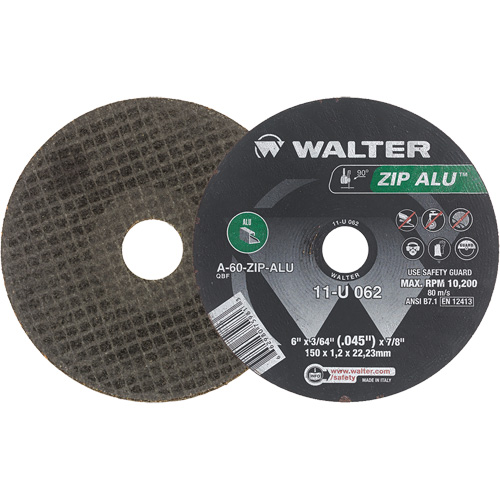 Zip Alu Cut-Off Wheel, 6" x 3/64", 7/8" Arbor, Type 1, Aluminum Oxide, 10200 RPM Dufferin Supply