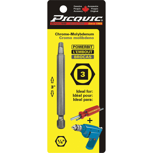 Powerbit, Square, #3 Tip, 1/4" Drive Size, 3" Length Dufferin Supply