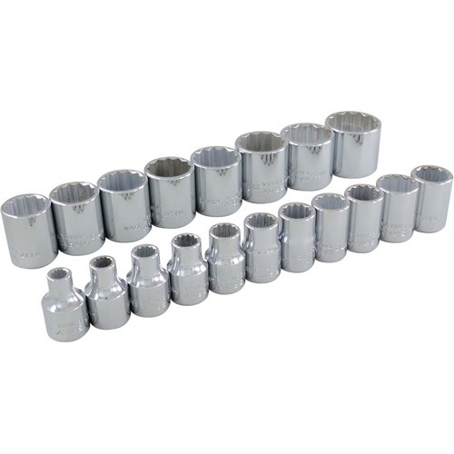 Socket Set, 19 Pcs, 3/8" Drive Size Dufferin Supply