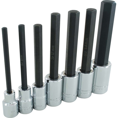 Jeu de douilles &agrave; t&ecirc;te hexagonale tr&egrave;s longues, Hexagonale, Prise 1/2", 7 mrcx Dufferin Supply