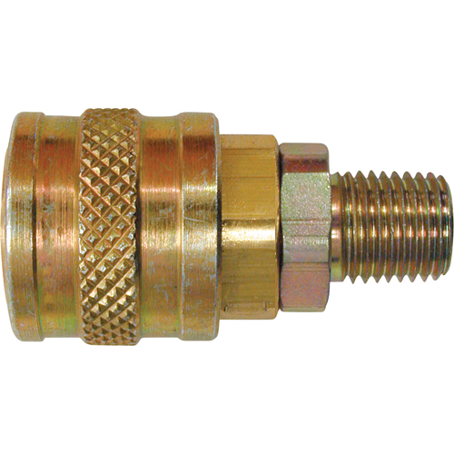 Quick Couplers - 1/4" Industrial, One Way Shut-Off - Automatic Couplers, Brass Dufferin Supply