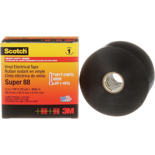 Scotch&reg; Super 88 Professional Electrical Tape, 51 mm (2") x 33 m (108'), Black, 8.5 mils Dufferin Supply