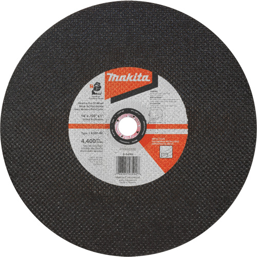 Meule &agrave; tronçonner abrasive, 14" x 3/32", Arbre de 1", Type 1, Oxyde d'aluminium, 4400 Tr/min Dufferin Supply